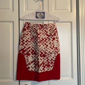 Longchamp Red white printed skirt size 36
